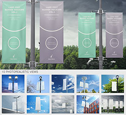 10个城市灯柱广告牌模型：City Lamp Post Banners Mock-Ups Vol.2